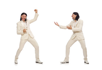 Man in funny concept isolated on white