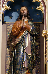 Saint James statue on the main altar in the church of Saint Matthew in Stitar, Croatia