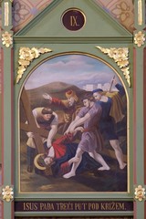 9th Stations of the Cross, Jesus falls the third time, church of Saint Matthew in Stitar, Croatia 