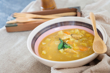 bowl of Mediterranean french fish soup Bouillabaisse