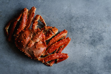 Big whole alaskan crab. Copy space