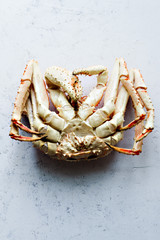 Big whole alaskan crab upside down