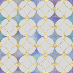 Naklejka premium Seamless watercolour colorful gold glitter abstract texture.