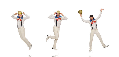 Man in funny concept isolated on white