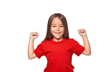 Studio portrait of a happy little girl
