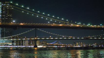The Bridges over Hudson River are a romantic place at night