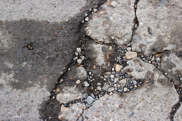 Asphalt crack fracture wet surface texture