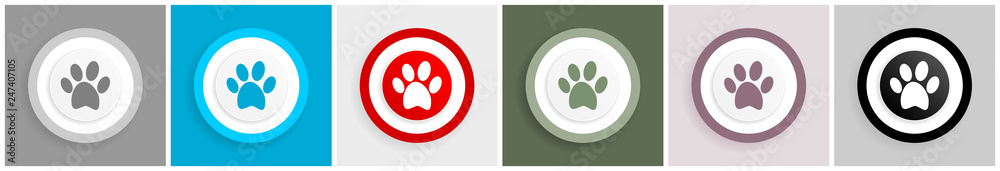Poster foot icon set, vector illustrations in 6 options for web design and mobile applications