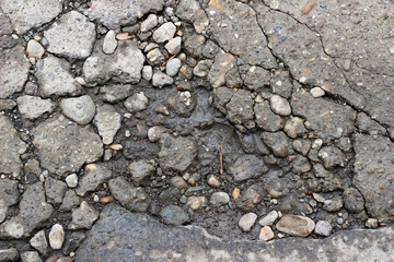 Asphalt crack fracture wet surface texture