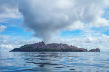 smoke over volcano,white island,bay of plenty,new zealand 1