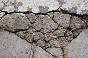 Asphalt crack fracture wet surface texture