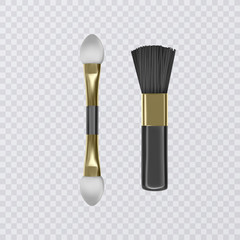 Set Professional Makeup Brushes for Eye Shadow, Realistic illustration on transparent background