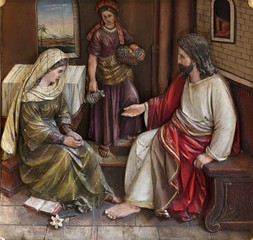 Christ in the House of Mary and Martha, main altar in the church of Saint Matthew in Stitar, Croatia