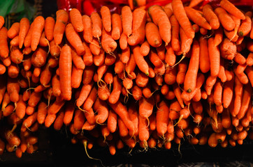 hundreds of carrots lined up