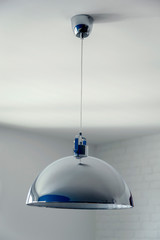 Large lamp with a metal chrome-plated