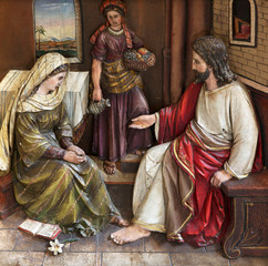 Christ in the House of Mary and Martha, main altar in the church of Saint Matthew in Stitar, Croatia © zatletic