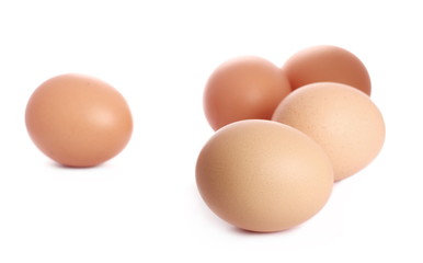 Fresh hen eggs isolated on white background