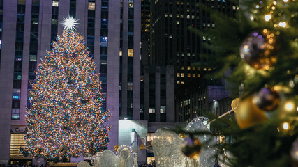 Famous and spectacular Christmas tree in New York