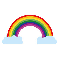 rainbow with clouds isolated icon