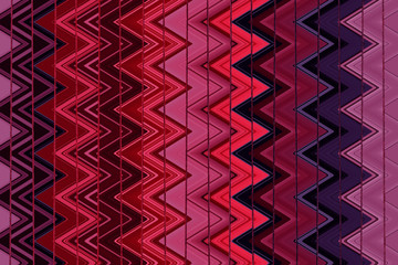 Abstract colorful zig zag pattern, shadows of red