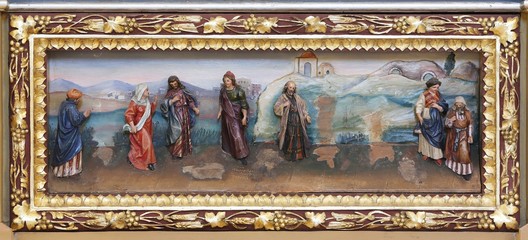 Altarpiece on altar of St. Anthony the Great in the church of Saint Matthew in Stitar, Croatia 
