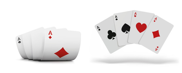 Playing cards set for poker in casino. Gambling concept on white background. The combination of playing cards.