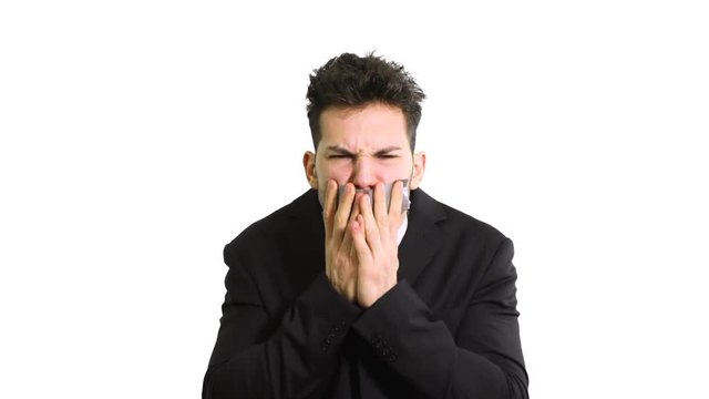 Businessman unable to talk