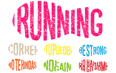 shoe prints made with words of encouragement to run