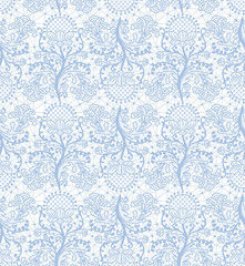 Seamless blue lace background with floral pattern