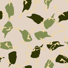 Forest camouflage of various shades of green, beige and yellow colors