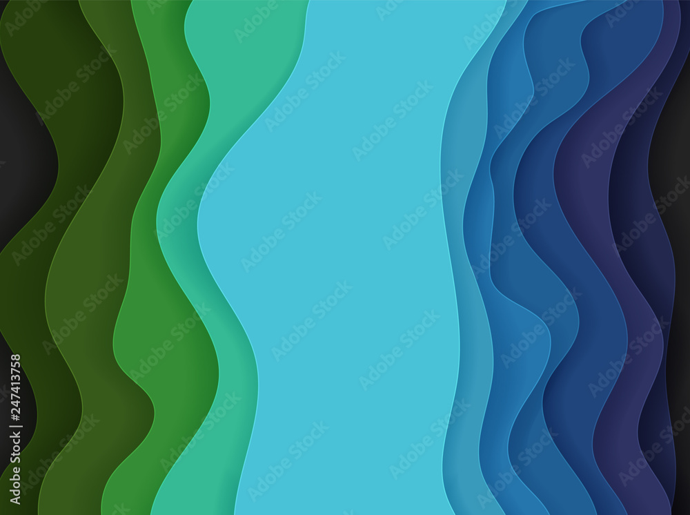 Poster Abstract vector background of color waves