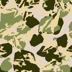 Forest camouflage of various shades of green, beige and yellow colors