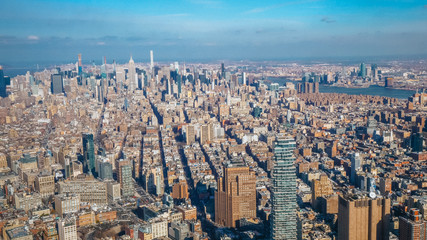 Amazing aerial view over Manhattan New York