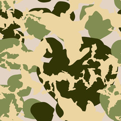 Forest camouflage of various shades of green, beige and yellow colors