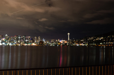 Seattle Skyline on Lake union at night
