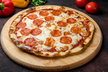 Pepperoni pizza on plate