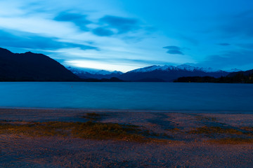 Nighttime view across Lake Wanaka