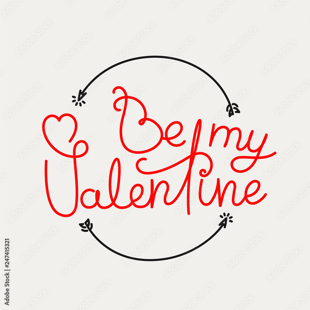 Poster be my valentine concept. vector banner with linear elements