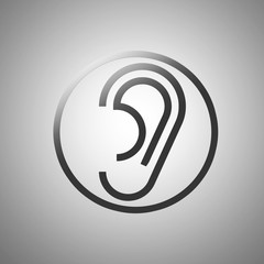 black ear icon isolated on grey background