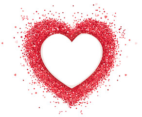 Fototapeta na wymiar Red heart / Vector illustration, background with abstract heart, glitter, confetti