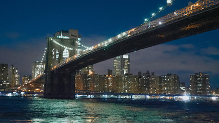 Beautiful Brooklyn Bridge New York at night