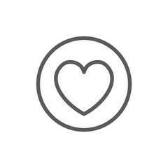 Heart in circle, valentine day line icon.