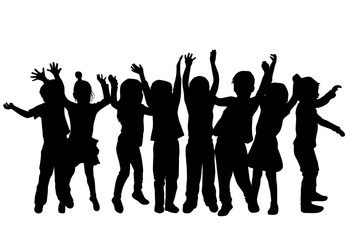 Group of children's silhouettes.