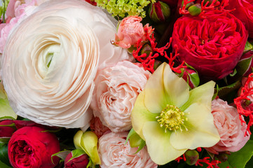 Elite bouquet of beautiful luxury flowers, close-up
