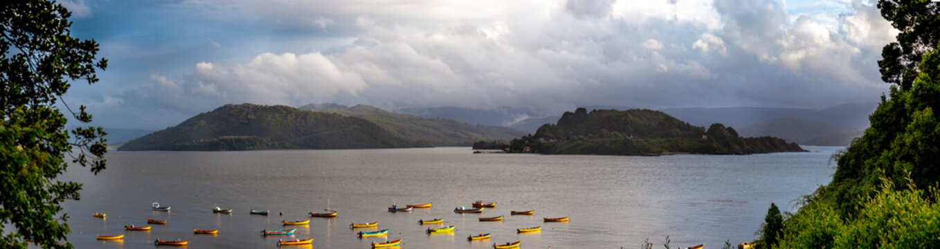 Piojo bay landscape. Niebla, Region Los Rios Chile