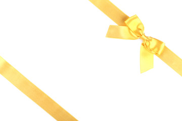 Fototapeta premium Golden bow with ribbon isolated on white background