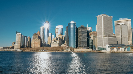 Fototapeta na wymiar Amazing Manhattan Skyline downtown view from Hudson River