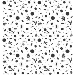 Obraz na płótnie Canvas Seamless background with different types of bacterias on white background. Simple black bacterias pattern for your design. Vector illustration