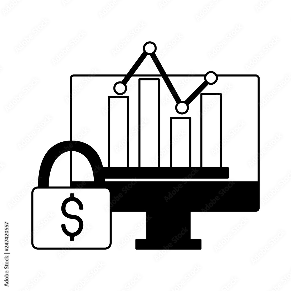 Wall mural computer monitor report chart money security