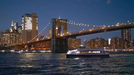 Beautiful Brooklyn Bridge New York at night